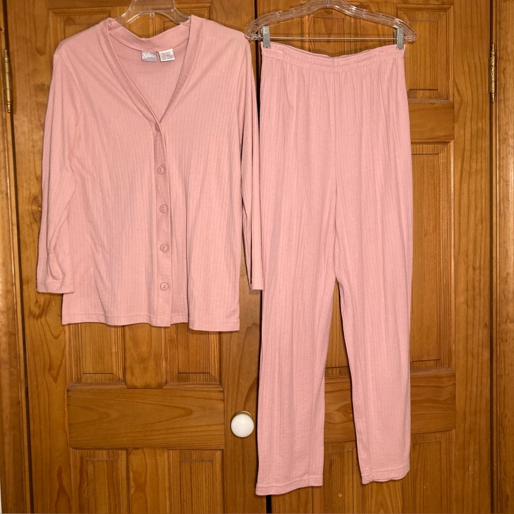 EUC Blair Vintage 80s 90s Cardigan and Pull On Pant Set Pink Size M Medium
